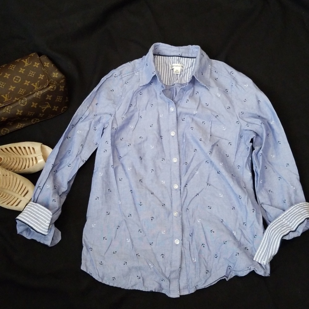 Anchor print L/S button-down.  Croft & Barrow